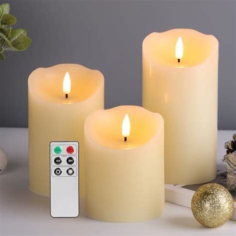 Yeelida Remote Flameless Flickering Pillar Candles With