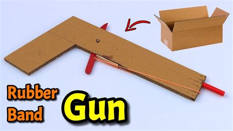 How To Make Rubber Band Gun Using Cardboard Box Homemade Gun Youtube