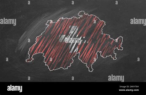 Switzerland Chalk Drawn And Animated Map With Flag Stock Video Footage