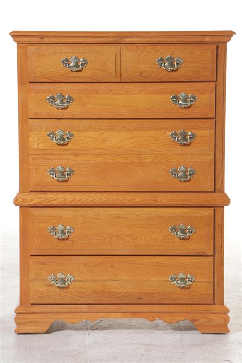 Vaughan Bassett Furniture Co Federal Style Oak Five Drawer Chest Ebth