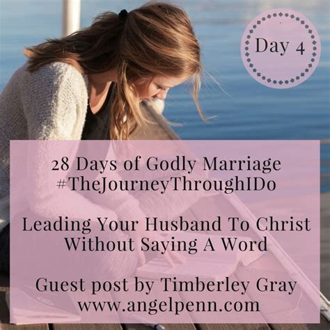 A Woman Sitting On A Dock With The Words Days Of Godly Marriagethe