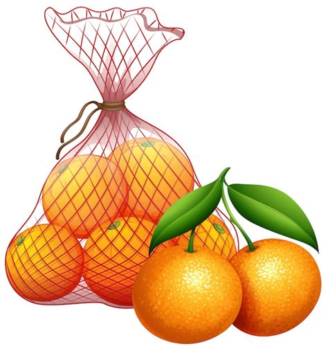 Una Bolsa De Mandarina Vector Premium