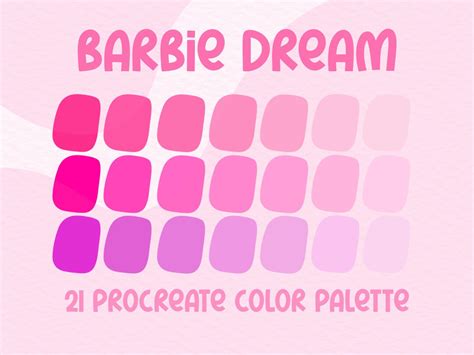 Barbie Dream Procreate Color Palette Barbie Aesthetic - Etsy