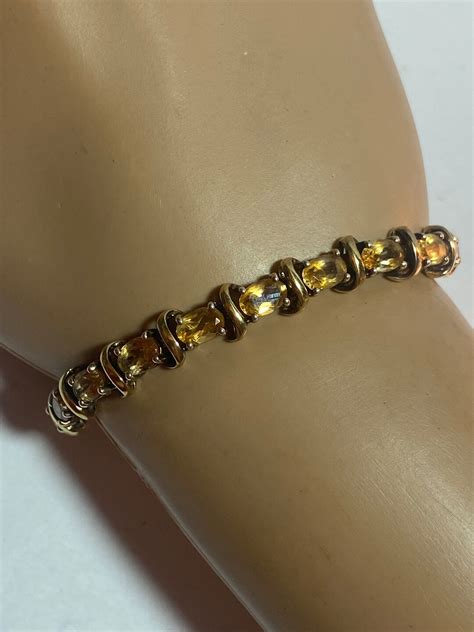 K Citrine Sterling Tennis Bracelet Ctw November Birthstone