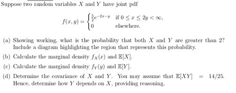 Solved Suppose Two Random Variables X And Y Have Joint Pdf