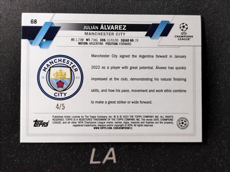 【la拍卖精品】22 23 Topps Uefa 1st Edition Julian Alvarez 新秀rc 胡利安 阿尔瓦雷斯 阿根廷