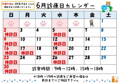 6月の診療について 小江戸どうぶつ病院