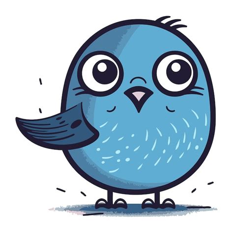 Premium Vector Cute Blue Bird With Big Eyes Isolated On White