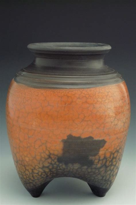 Three Footed Naked Raku Vessel Ceramic Art Raku Pottery