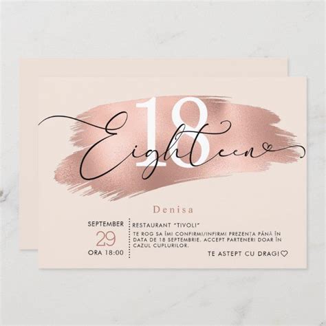 18th Birthday Party Rose Gold And Pink Invitation Zazzle Pink Invitations 18th Birthday Party