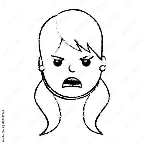 Pretty Woman Angry Frustrated Facial Expression Cartoon Vector