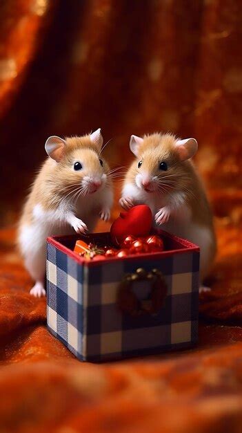 Premium Ai Image Two Rats White And Brown On A Christmas Background