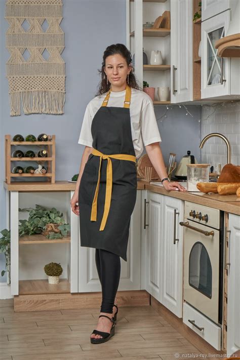 Фартук женский прямой черный в интернет-магазине Ярмарка Мастеров по ...