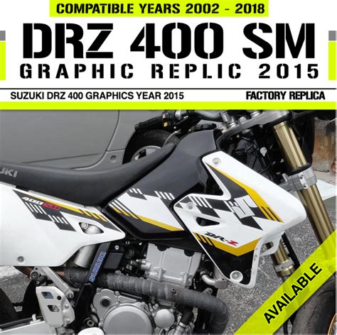 Graphics Decals Kit Suzuki Drz 400 Sm Model 2015 White Black Laminate