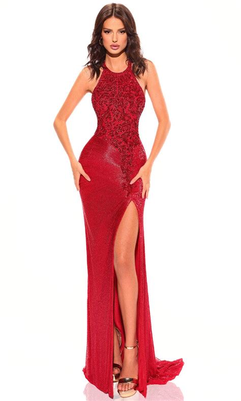 Amarra 94028 Halter Sheath Evening Dress Couture Candy