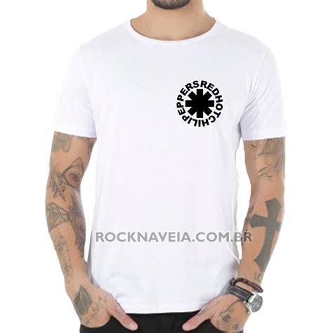 Camiseta Masculina Red Hot Chili Peppers Logo Estamparia Rock Na Veia