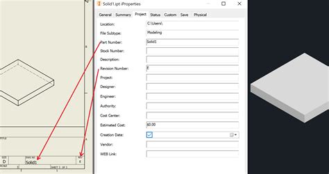 Link Inventor Part Revision To Drawing Title Block