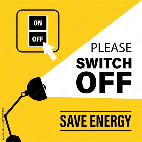 Please Switch Off Electricity Save Energy Motivational Banner Black