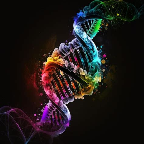 A colorful dna double helix is shown with a black background | Premium ...