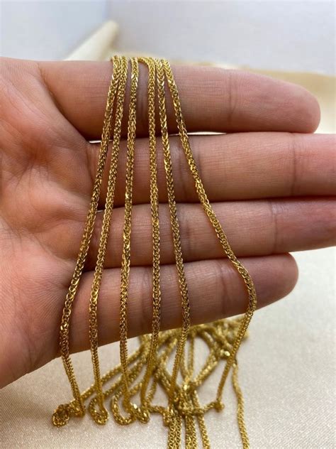 18k Solid Gold Foxtail Chain Foxtail Chain Foxtail Necklace Etsy