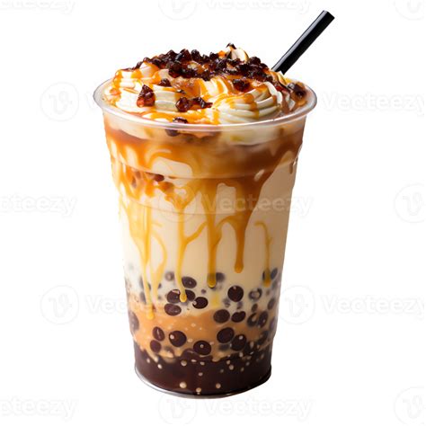 Iced Boba Drink Isolated On Transparent Background Fresh Drink In A