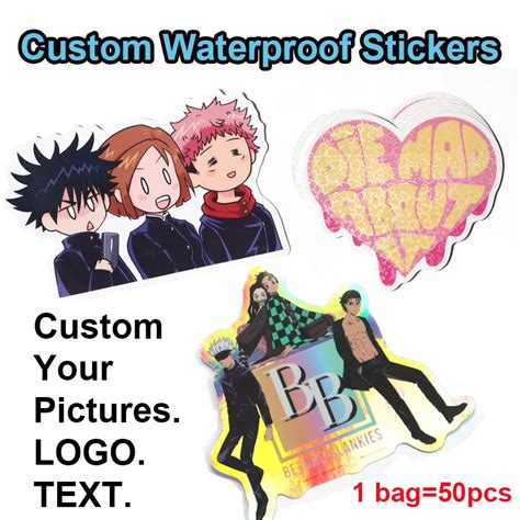 50pcs Custom Vinyl Sticker Waterproof Decorative Logo Label Laptop