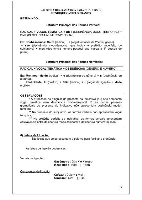 Exercícios Verbo Radical Vogal Temática Desinência Com Gabarito Pdf - Atividades Sobre Estrutura Do Verbo Radical Vogal Tematica E Desinencia ...