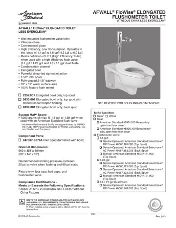 American Standard 2257001 020 Afwall FloWise Elongated Toilet Bowl