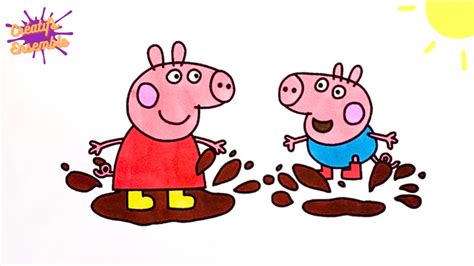 Coloriage Peppa Et Georges Dans La Boue Apprendre Dessiner Dessin