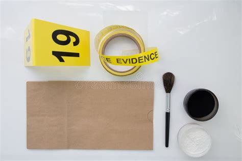 Detection Of Latent Fingerprint Tool In Crime Scene On Stock Image