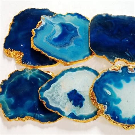 Wholesale Blue Agate Coasters Agate Slices in Bulk-Moon Agate Export