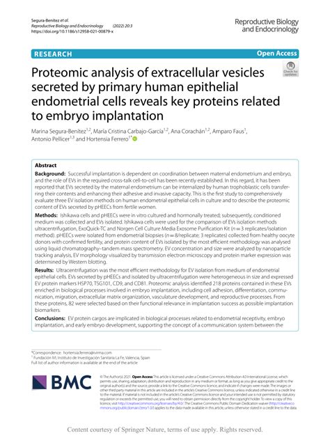 Pdf Proteomic Analysis Of Extracellular Vesicles Secreted By Primary