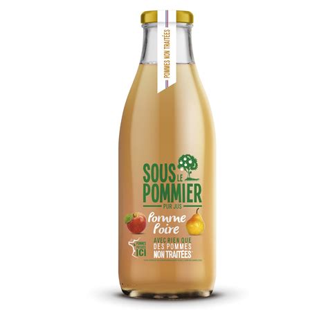 Jus de pomme poire pommes non traitées SOUS LE POMMIER la bouteille