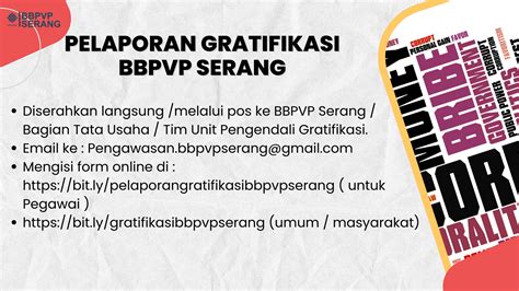 PELAPORAN GRATIFIKASI BBPVP SERANG Balai Besar Pelatihan Vokasi Dan