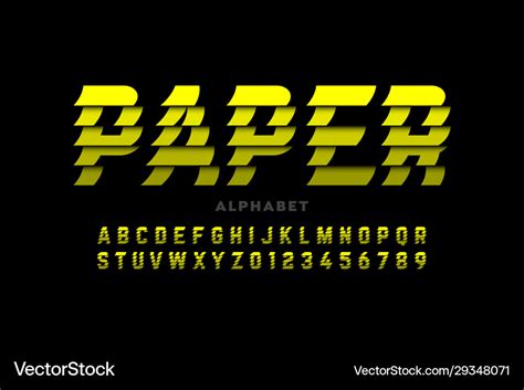 Glued Paper Sheets Style Font Alphabet Letters Vector Image