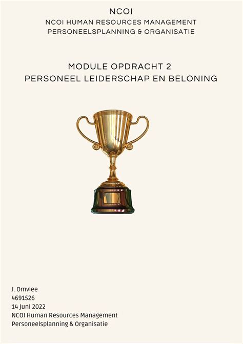 Ncoi Module Personeel Leiderschap En Beloning Ncoi Hrm