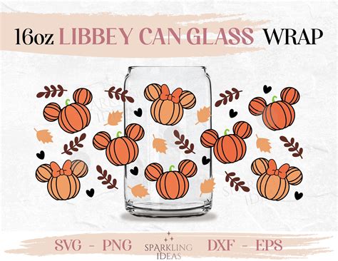 Ears Fall Libbey Can Glass Wrap Svg Oz Minnie Mickey Etsy