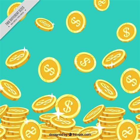 Premium Vector Blue Background With Shiny Golden Coins