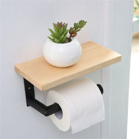 Porte papier wc en bois Porte papier toilette avec étagère de rangement