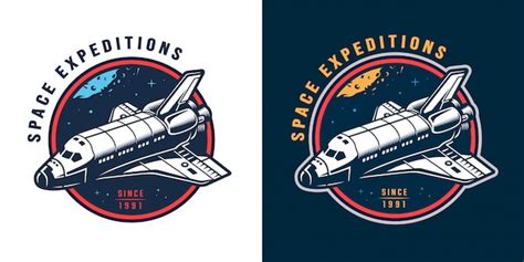 Free Vector Vintage Space Round Emblem Set