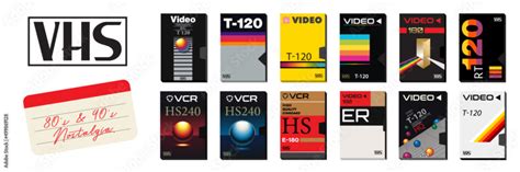 Collection Pack of Vintage VHS Covers for Blank Tapes. Retro technology from 80's and 90's ...