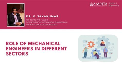 Role Of Mechanical Engineers In Different Sectors Dr V Jayakumar