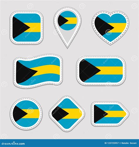 The Bahamas Flag Vector Set Bahamian Flags Stickers Collection