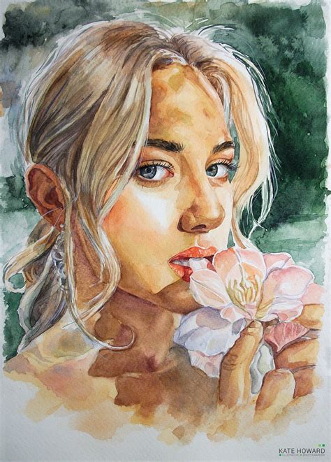 custom portrait watercolor portrait painting custom woman etsy