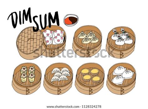 Hand Drawn Dim Sum Variant Vectorillustration Stock Vector Royalty