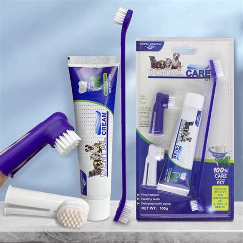 Cat Dog Toothpaste and Toothbrush Set Pet Dental Care Set Dog Oral ...