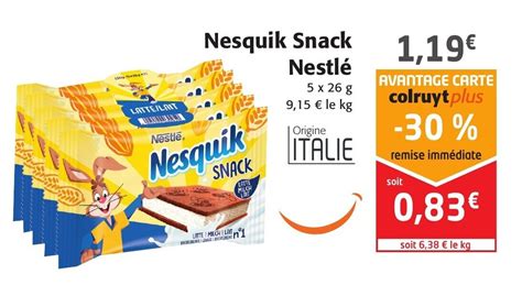 Promo Nesquik snack nestlé chez Colruyt