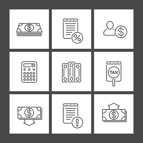 Premium Vector Bookkeeping Finance Line Square Icons Vector