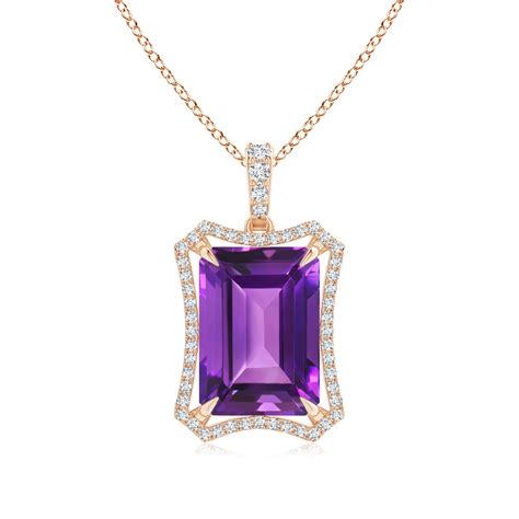 Angara - 6.5 ct. Amethyst Pendant Necklace|14x10mm Emerald Cut Amethyst ...