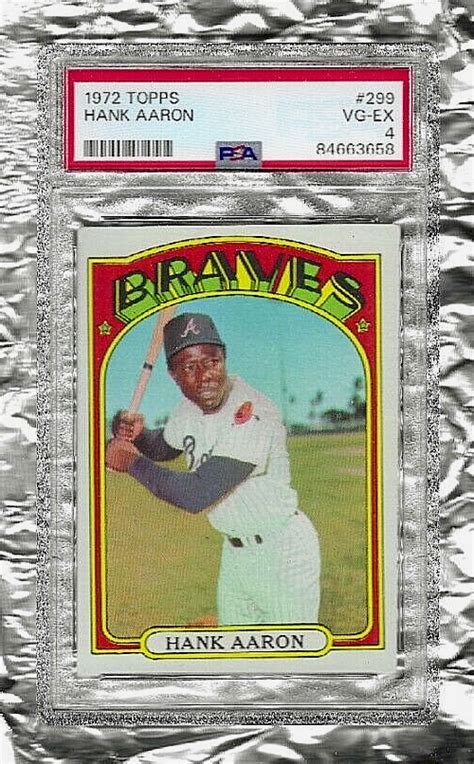 1972 Topps PSA 4 VG EX Hank Aaron 299 Newly Graded Atlanta Braves